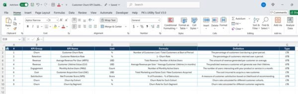 Customer Churn KPI Dashboard in Excel - Image 7