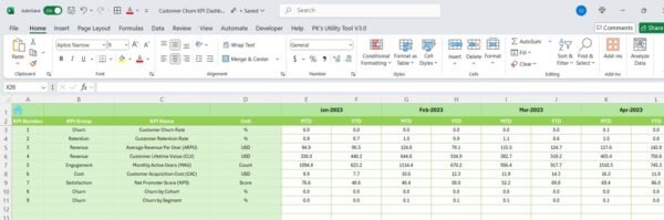 Customer Churn KPI Dashboard in Excel - Image 8