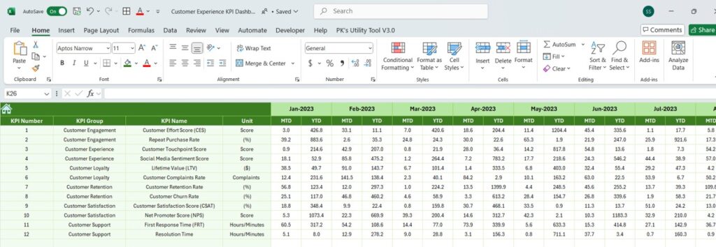 Customer Experience KPI Dashboard in Excel - Next Gen Templates