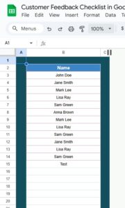 Customer Feedback Checklist in Google Sheets - Next Gen Templates