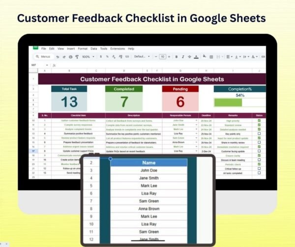 Customer Feedback Checklist in Google Sheets