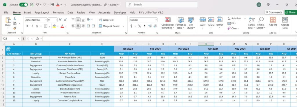 Customer Loyalty KPI Dashboard in Excel - Next Gen Templates