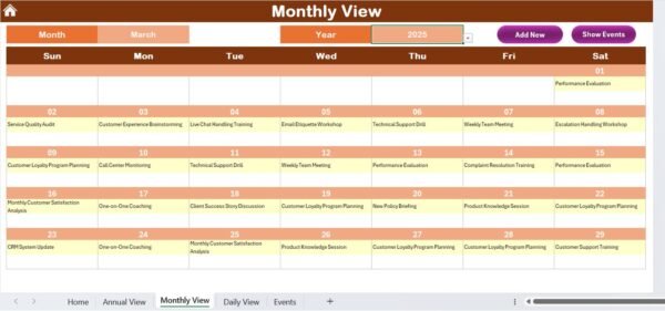 Customer Service Schedule Calendar in Excel - Image 5