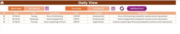 Customer Service Schedule Calendar in Excel - Image 6