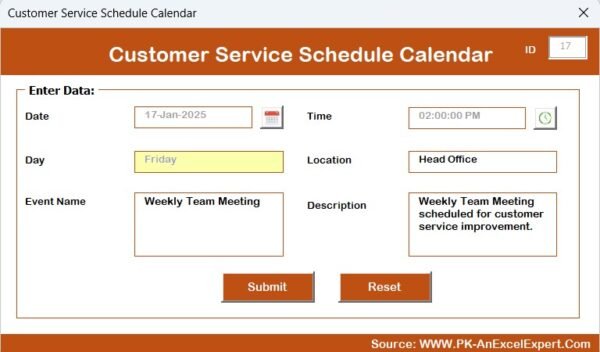 Customer Service Schedule Calendar in Excel - Image 9