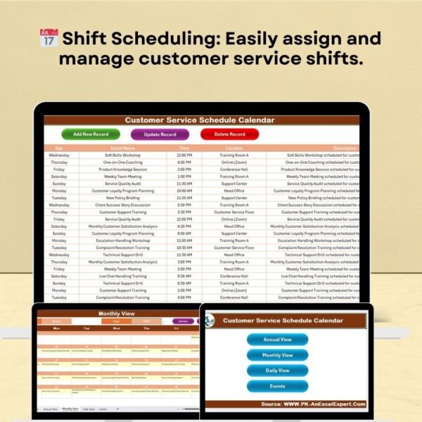 Customer Service Schedule Calendar in Excel