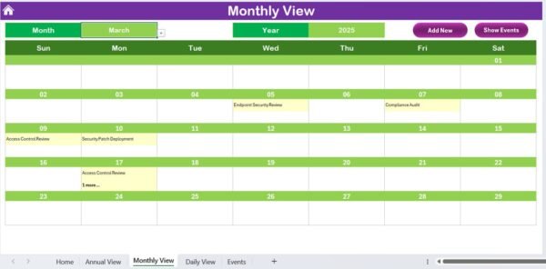 Cybersecurity Review Calendar in Excel - Image 6