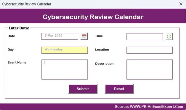 Cybersecurity Review Calendar in Excel - Image 9