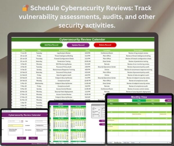 Cybersecurity Review Calendar in Excel