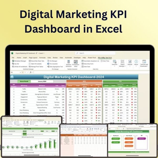 Digital Marketing KPI Dashboard in Excel