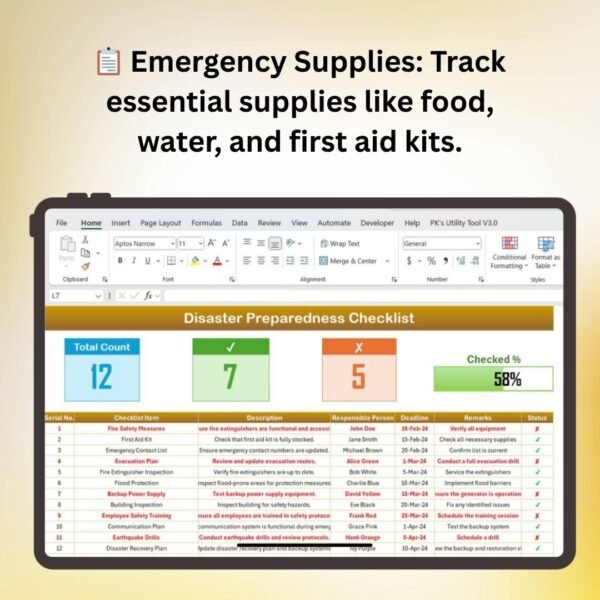 Disaster Preparedness Checklist in Excel