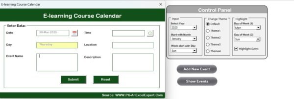E-learning Course Calendar in Excel - Image 5