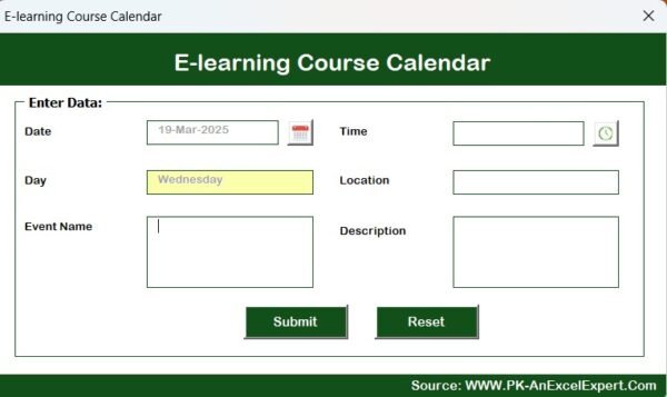 E-learning Course Calendar in Excel - Image 9