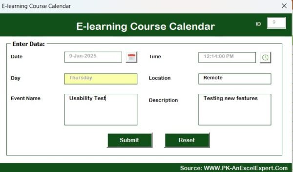 E-learning Course Calendar in Excel - Image 10
