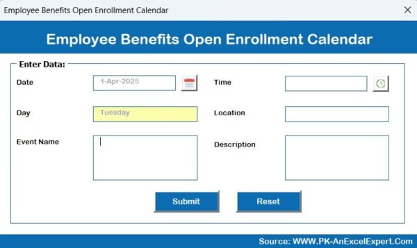 Employee Benefits Open Enrolment Calendar in Excel - Image 5