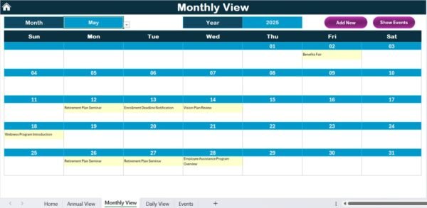 Employee Benefits Open Enrolment Calendar in Excel - Image 6