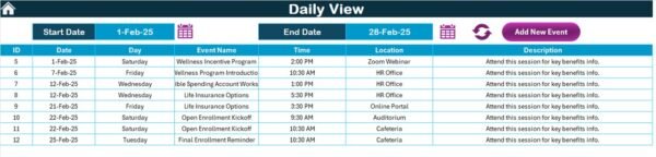 Employee Benefits Open Enrolment Calendar in Excel - Image 7