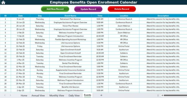 Employee Benefits Open Enrolment Calendar in Excel - Image 8