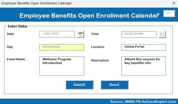 Employee Benefits Open Enrolment Calendar in Excel - Image 10