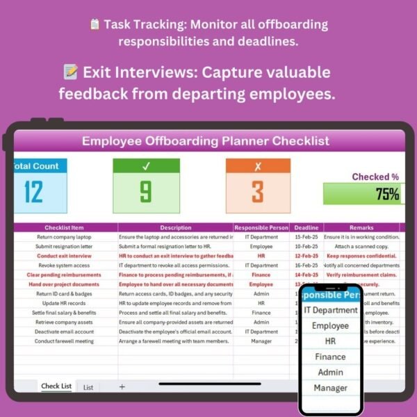 Employee Offboarding Planner Checklist in Excel