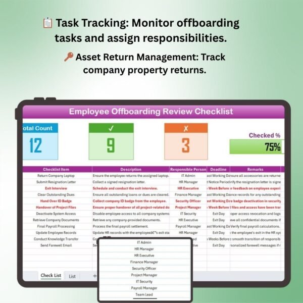 Employee Offboarding Review Checklist in Excel