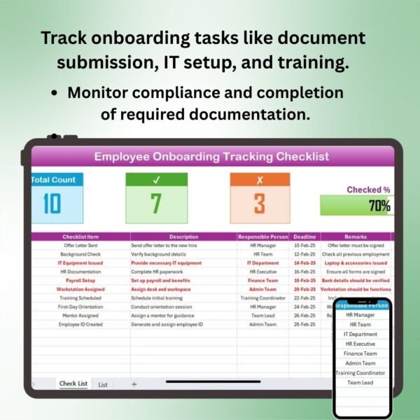 Employee Onboarding Tracking in Excel