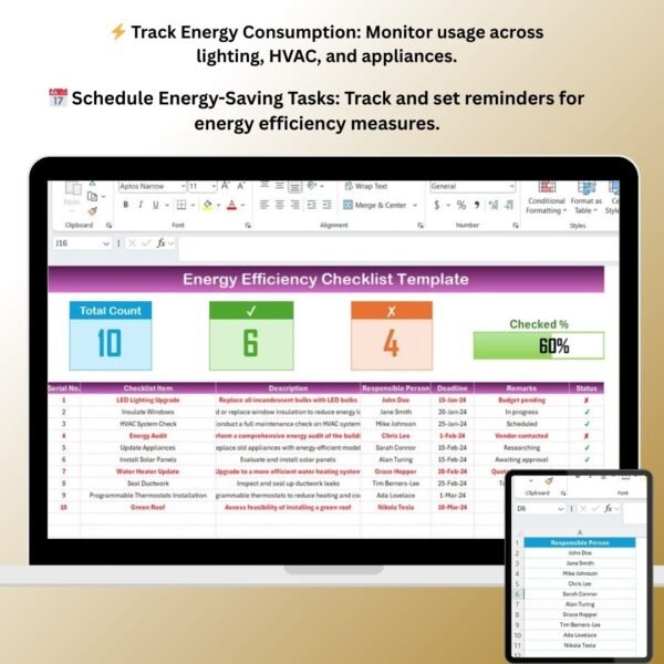 Energy Efficiency Checklist Template in Excel