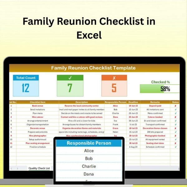 Family Reunion Checklist in Excel