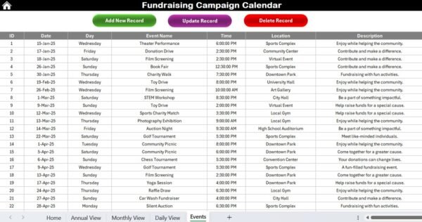 Fundraising Campaign Calendar in Excel - Image 8