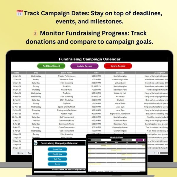 Fundraising Campaign Calendar in Excel