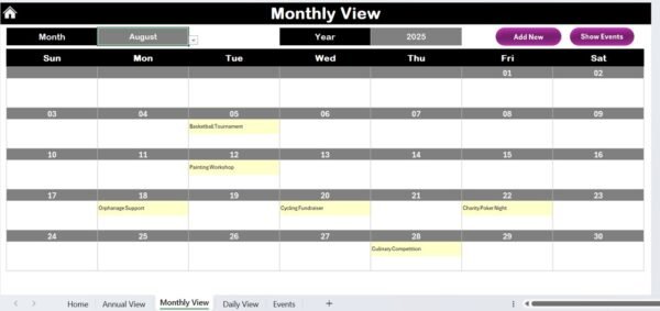 Fundraising Event Calendar in Excel - Image 6