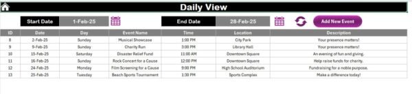 Fundraising Event Calendar in Excel - Image 7