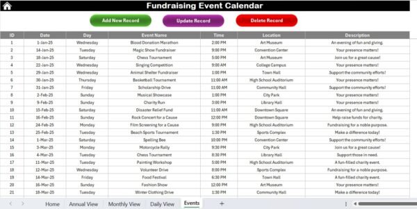 Fundraising Event Calendar in Excel - Image 8