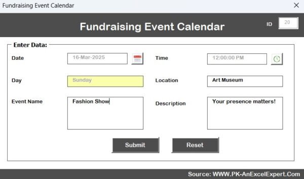 Fundraising Event Calendar in Excel - Image 10