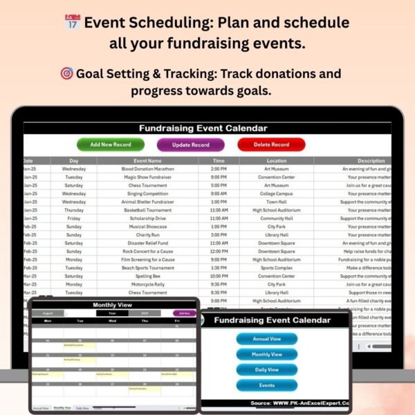 Fundraising Event Calendar in Excel