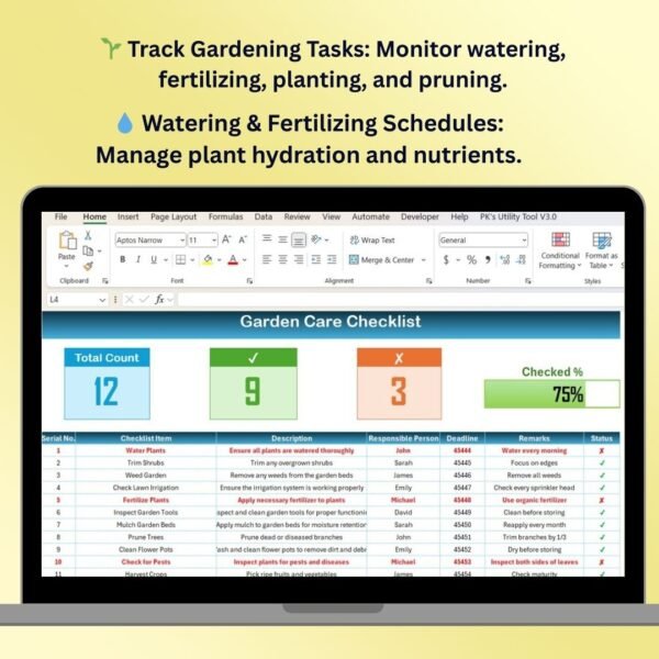 Garden Care Checklist in Excel