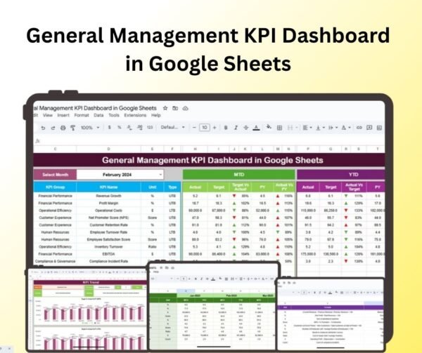 General Management KPI Dashboard in Google Sheets