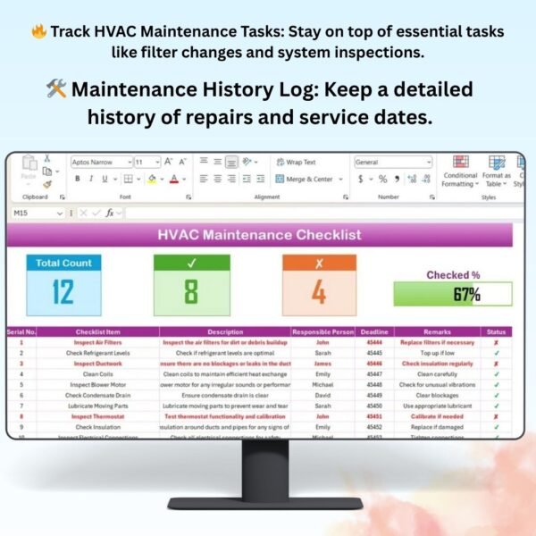 HVAC Maintenance Checklist in Excel