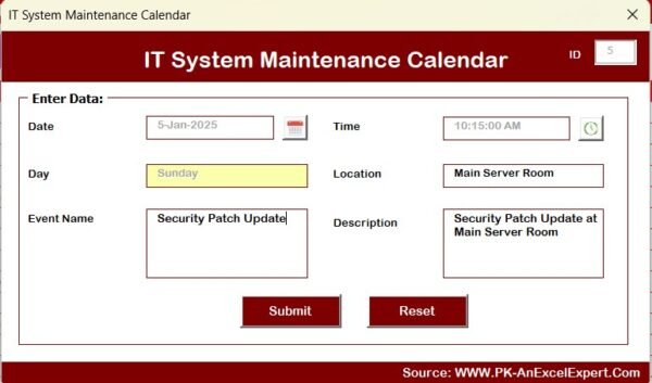IT System Maintenance Calendar in Excel - Image 10