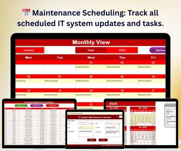 IT System Maintenance Calendar in Excel