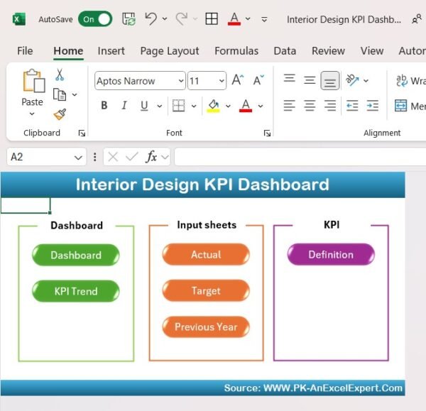 Interior Design KPI Dashboard in Excel - Image 2