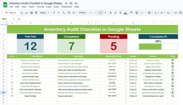 Inventory Audit Checklist in Google Sheets - Image 2