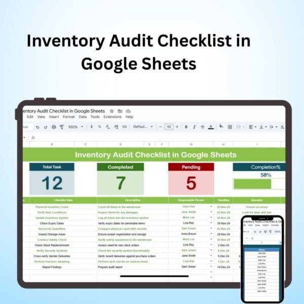 Inventory Audit Checklist in Google Sheets