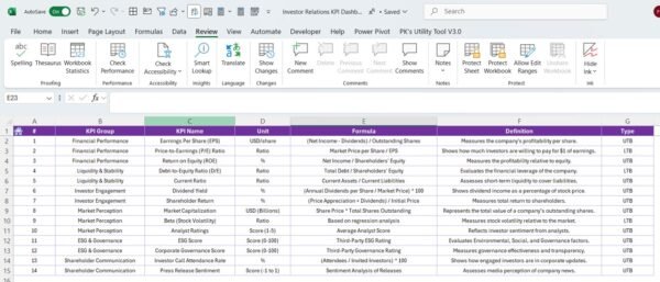 Investor Relations KPI Dashboard in Excel - Image 8