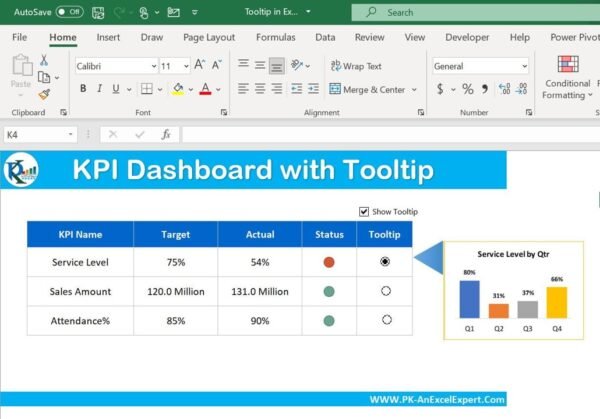 KPI Dashboard with Tooltip in Excel - Image 2