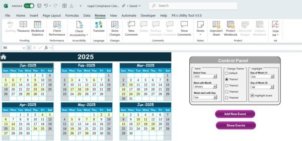 Legal Compliance Calendar in Excel - Image 3