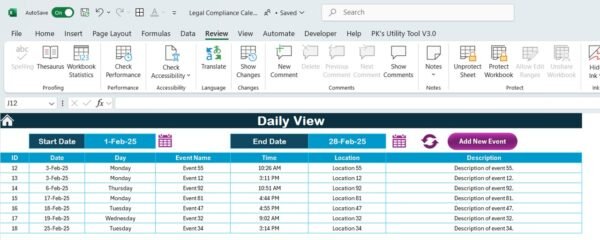 Legal Compliance Calendar in Excel - Image 7