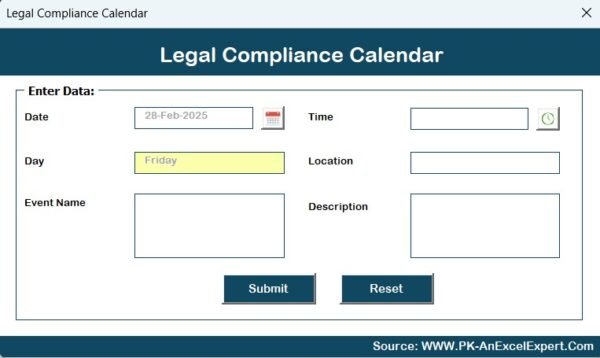 Legal Compliance Calendar in Excel - Image 9