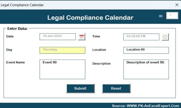 Legal Compliance Calendar in Excel - Image 10