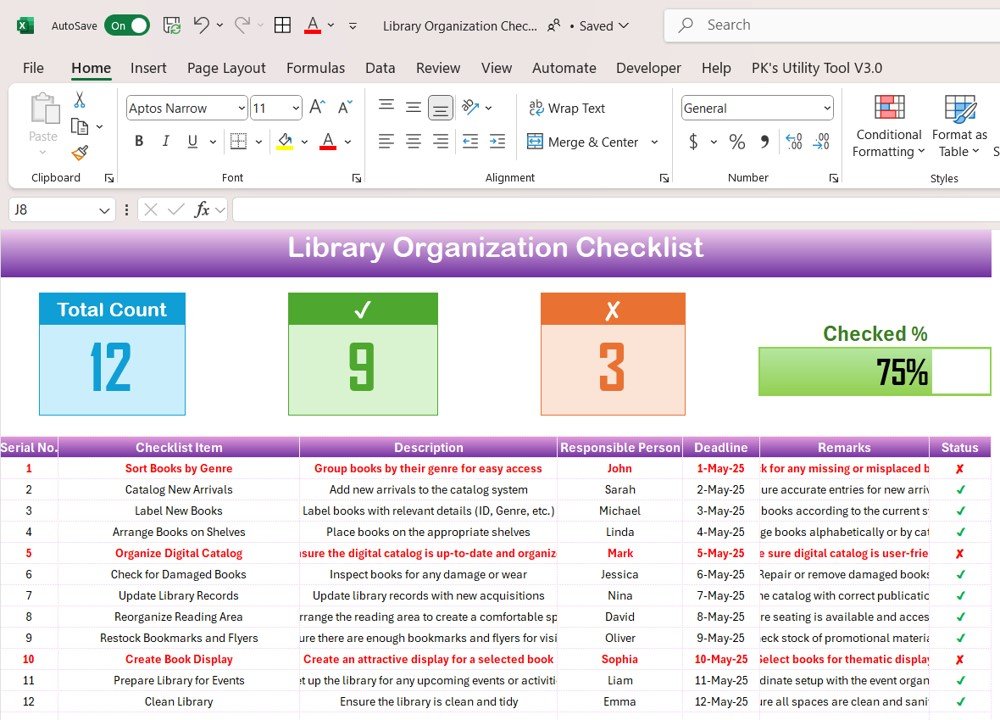 Library organization checklist